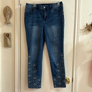 Blue with Embroidered Flowers Jeans
